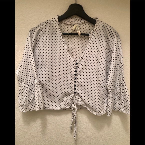 white and black polka dot blouse for women - Picture 1 of 4